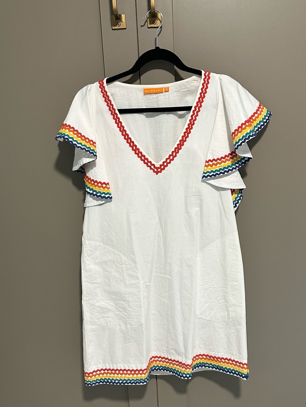 Oliphant white rainbow resort wear dress